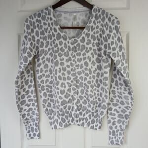 Cherokee Sparkle Grey Leopard Print Cardigan Girls XL crystal buttons thumbholes